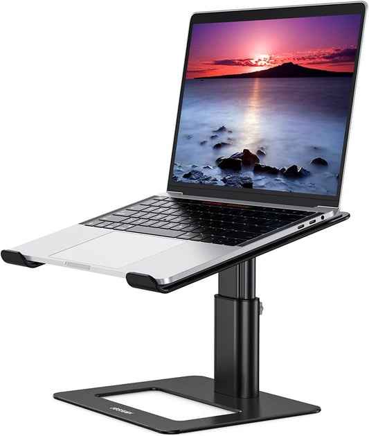 Aluminum Laptop Stand, Ergonomic Adjustable Notebook Stand, Riser Holder Computer Stand Compatible with Air, Pro, Dell, HP, Lenovo More 10-15.6" Laptops (Black)