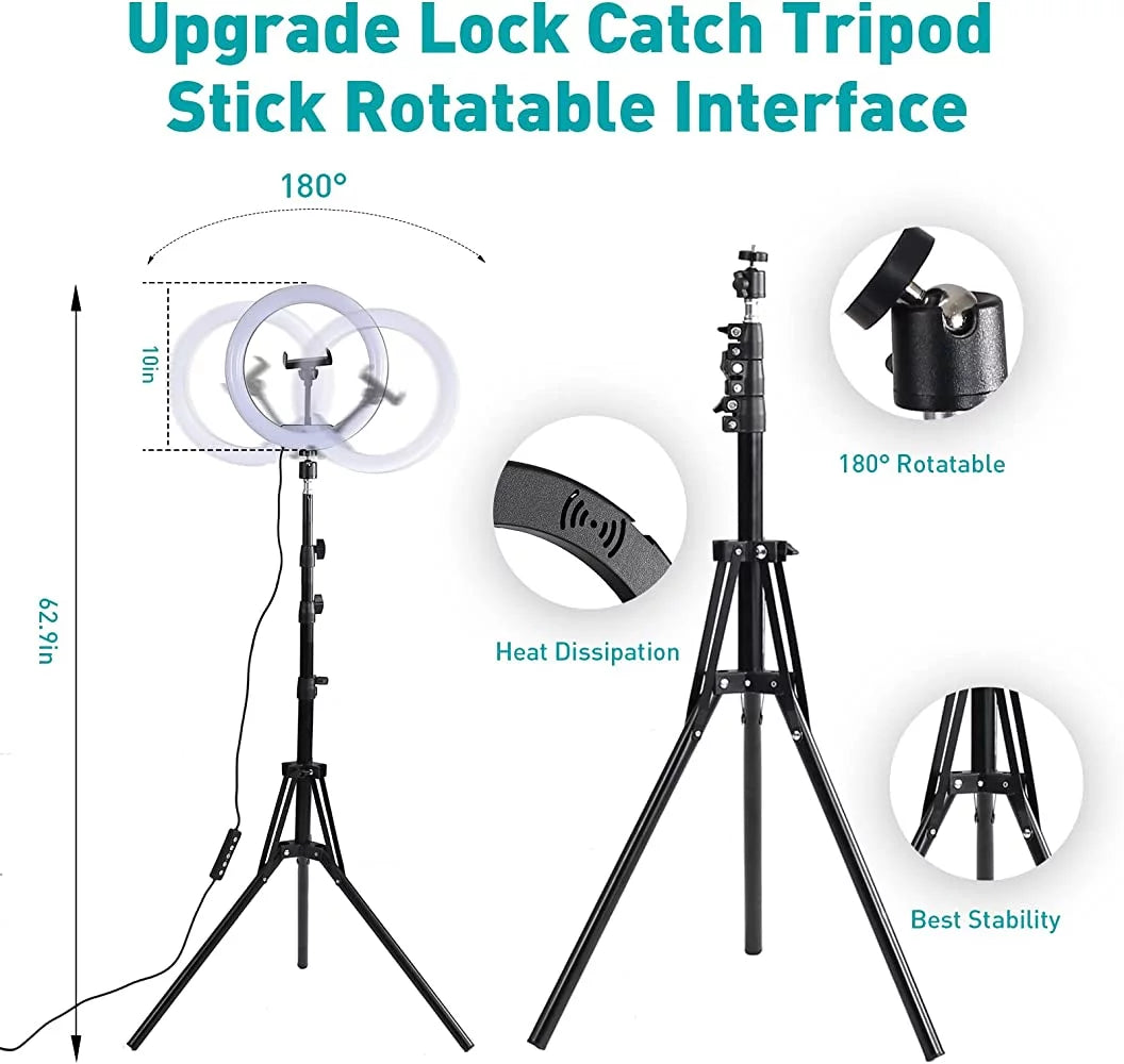 13" LED RGB Selfie Ring Light W/ Mini & Extendable Tripod Stand & Phone Holder 10 Brightness Level 26 Light Modes Dimmable Ringlight for Beauty Makeup Live Streaming Youtube Video Photography Shooting