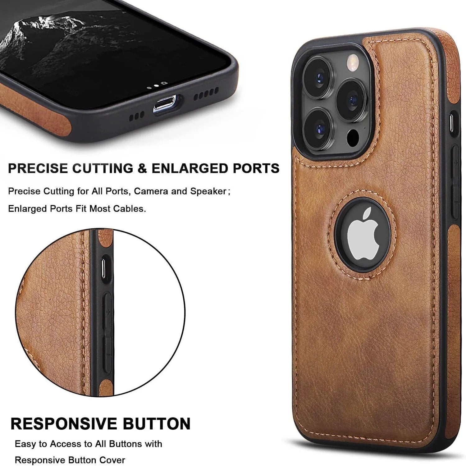For Iphone 14 plus Leather Case, Slim Luxury PU Non-Slip Shockproof Protective Cover Phone Cases for Iphone 14 Plus